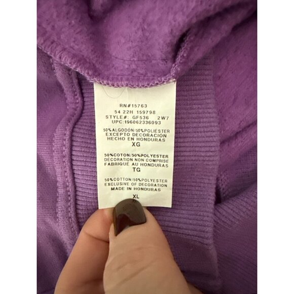 Champion Womens Purple Hooded Sweatshirt Size XL Cotton Blend Kangaroo Pocket - Picture 7 of 7